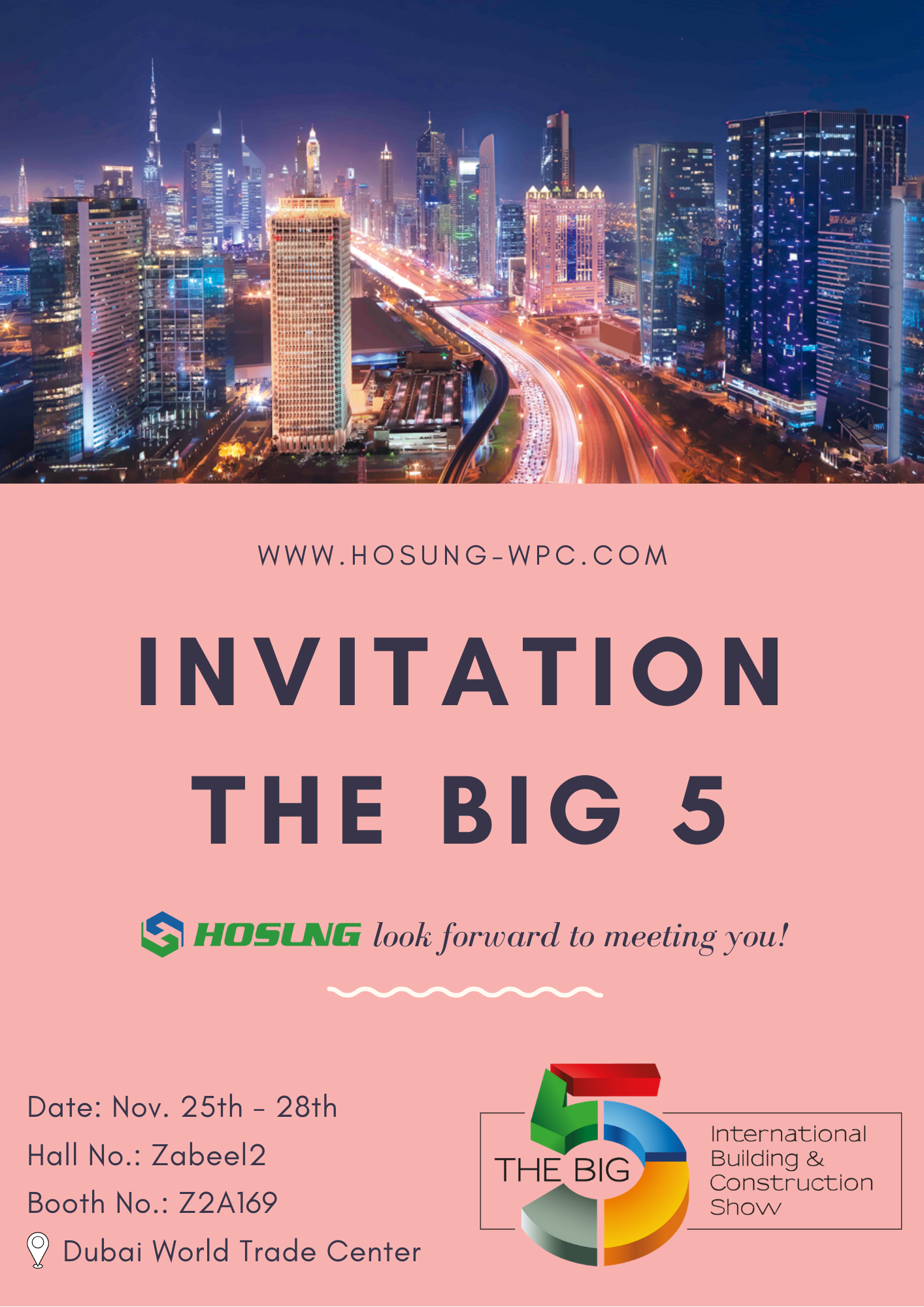 The BIG 5 Fair in Dubai 2019 – HOSUNG Booth No.: Z2A169